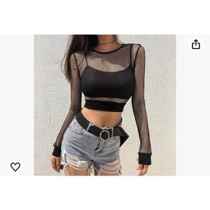 Gothic Velvet Lace Crop Top Goth Sexy Women Gothic Flare Long Sleeve (Size XL)